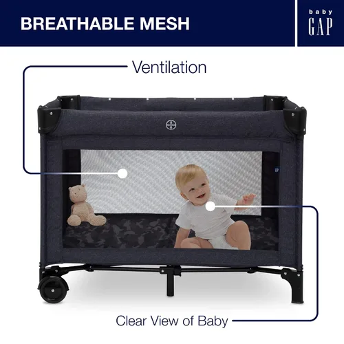 Vista 9 de babyGap Deluxe Play Yard de Delta Children - Cuenta con un moisés extraíble y una mesa cambiadora, camuflaje negro