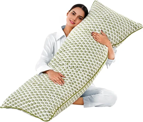 Vista 20 de CPC Funda de Cojín Verde Ágata 100% Algodón con Estampado en Bloque 12x20 pulgadas, Funda de Almohada Floral Boho Hecha a Mano, Ropa de Cama