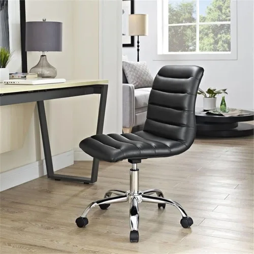 Vista 7 de Hawthorne Collections Silla de oficina giratoria de escritorio para computadora con respaldo medio sin brazos en negro