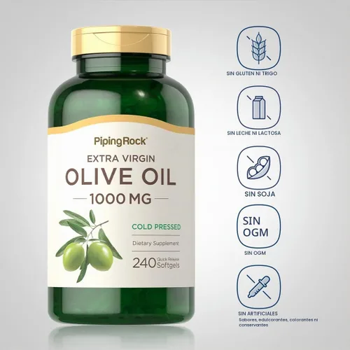 Vista 3 de Piping Rock Cápsulas Softgel de Aceite de Oliva 1000mg 240 Pastillas