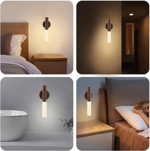 Vista 2 de LANDGOO Apliques magnéticos LED de pared, con sensor de movimiento automático, lámpara inalámbrica para montaje en pared, recargable, funciona