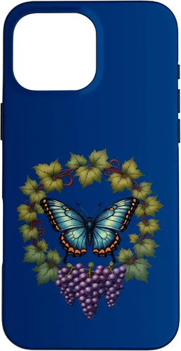 Vista 19 de Blue Winged Diana Fritillary Butterfly and Grape Vine Case for iPhone XR