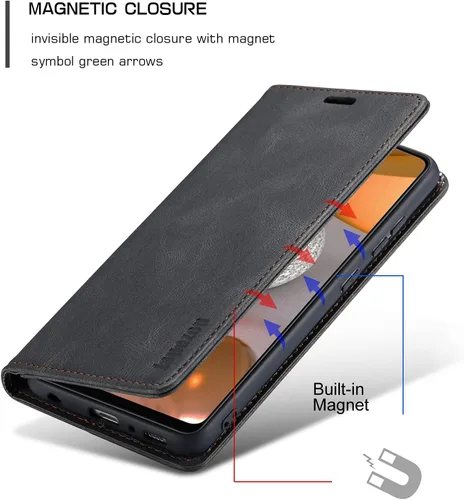 Vista 6 de Funda para Samsung Galaxy A42 5G con bloqueo RFID, tarjetero y función atril magnético, funda de piel con tapa para Samsung Galaxy A42 5G de 6.6