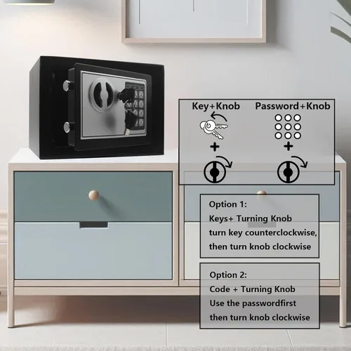 Vista 6 de Yuanshikj Caja de seguridad digital electrónica de lujo, llave y cerradura con teclado, hogar, oficina, hotel, negocios, joyería, pistola, efectivo