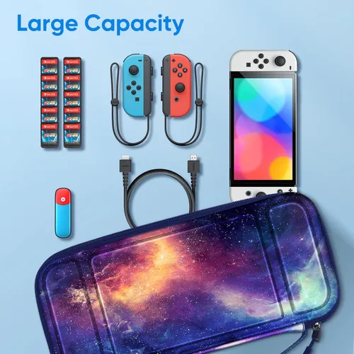 Vista 8 de Fintie - Estuche de transporte para Nintendo Switch OLED Modelo 2021Switch 2017, resistente a los golpes Funda protectora de carcasa dura