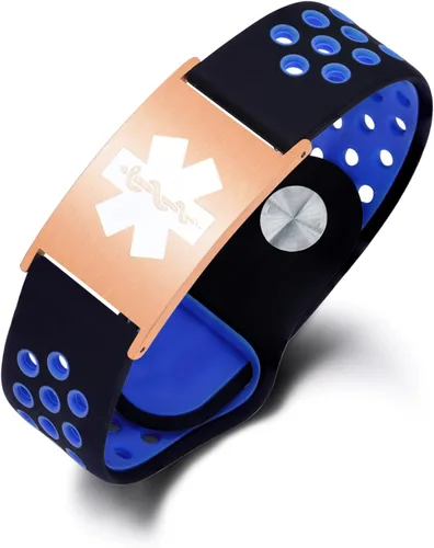 Vista 17 de Pulsera de alerta médica personalizada para mujeres y hombres, pulseras de identificación médica deportiva de silicona con grabado gratuito, pulsera