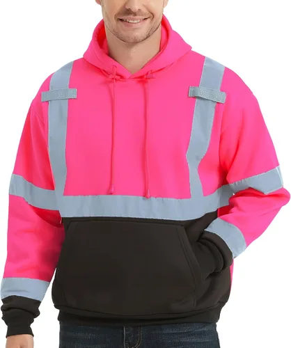 Vista 7 de ProtectX Hi Vis Sweatshirt for Men, Reflective Pullover Safety Hoodie Azul - Jersey