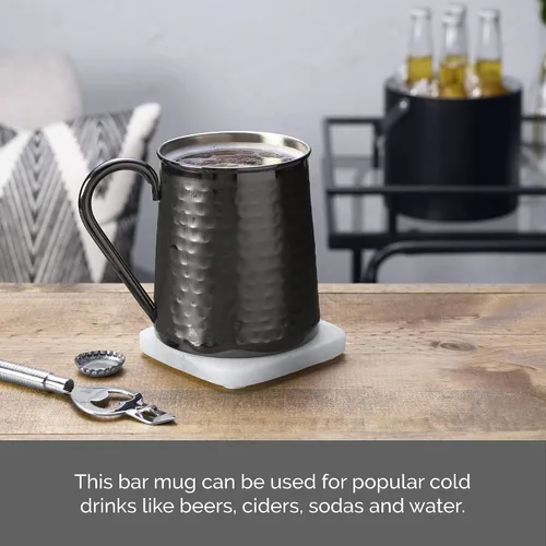 Vista 4 de Houdini Taza de bar martillada de 24 onzas – Taza de acero inoxidable negro para bebidas frías para cerveza, sidra, soda y agua – Taza de bar