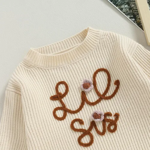 Vista 5 de VISGOGO Suéter a juego para hermanitas grandes y pequeñas, ropa de una sola pieza