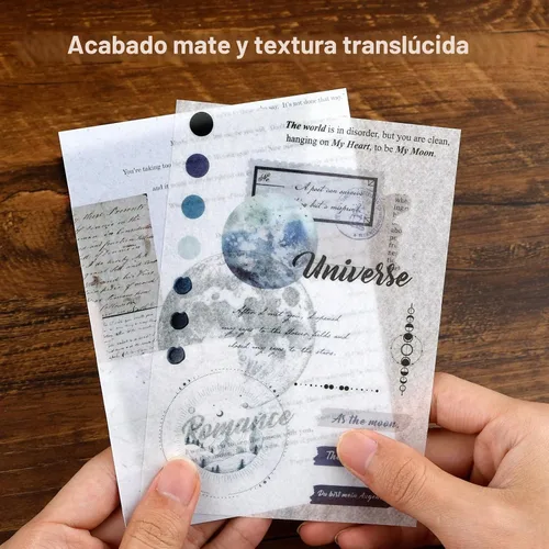 Vista 4 de Dizdkizd Calcomanías Washi con Temática Celestial para Journaling, Libro de Calcomanías de Efímera Vintage con 180 Calcomanías de Planetas y 20