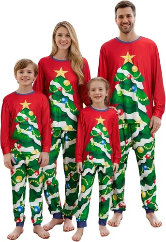 Vista 9 de OAKFashion Conjuntos de Pijamas Familiares de Navidad, Pijamas Familiares a Juego de Navidad Ropa de Dormir Pjs