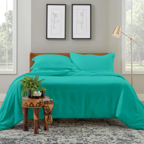 Vista 16 de Cosy House Collection Juego de funda de edredón de lujo de 2 piezas, mezcla de rayón derivado del bambú, ropa de cama ultrasuave, protector de Crema