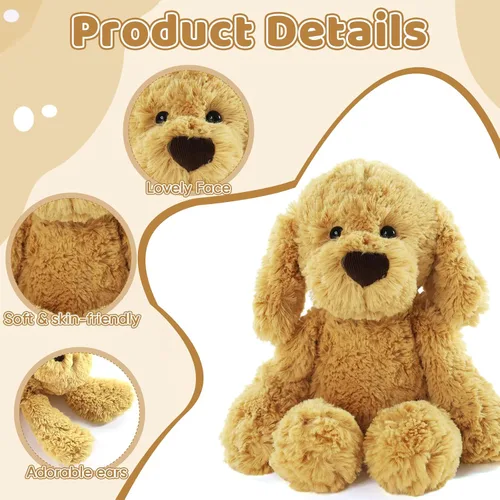Vista 2 de Furvana The Golden Retriever - Animales de peluche de perros, 10 pulgadas Golden Retriever, regalo ideal de Navidad para niños pequeños, niños