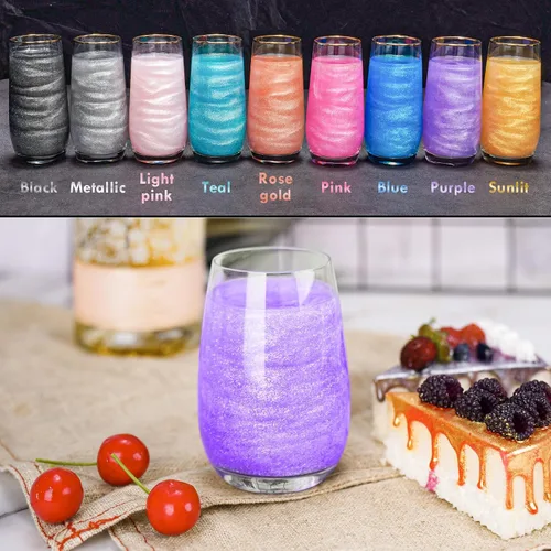 Vista 3 de NiHome Polvo brillante comestible de grado alimenticio con purpurina para decoración de alimentos, polvo metálico para bebidas, vino, bebidas