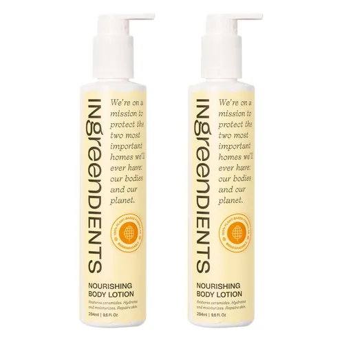 Vista 9 de Ingreendients Loción para manos y cuerpo con manteca de cacao orgánica y manteca de karité, con ceramidas, hidrata y rejuvenece la piel, natural,