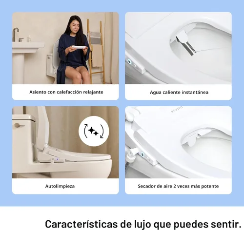 Vista 9 de TUSHY Aura - Asiento de bidé eléctrico de lujo Asiento de inodoro con calefacción con control de temperatura, agua caliente ajustable al instante