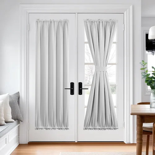 Vista 98 de Deconovo Cortinas opacas para puerta, bolsillo para cortinero y cortinas de bloqueo con aislamiento térmico para dormitorio, 137.16 x 189.2 cm, azul