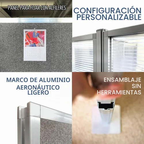 Vista 5 de Versare Cubículo eléctrico de panel silencioso preconfigurado Paredes divisoras de estación de trabajo Paneles de privacidad para cubículos Gris