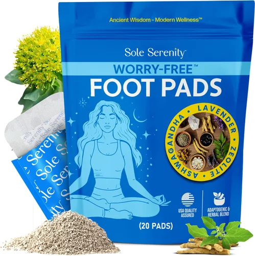 Vista 5 de Sole Serenity - Paquete de 4 almohadillas esenciales para pies, zeolita, buenas noches, sin preocupaciones y neuroEase almohadillas para los pies