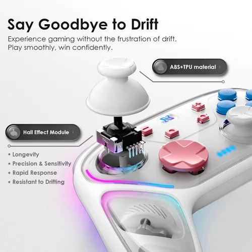 Vista 3 de BINBOK GEMINI Switch Controller, Wireless Switch Pro Controller for SwitchSwitch LiteSwitch OLED, Hall Effect Joystick Wireless RGB Remote Gamepad
