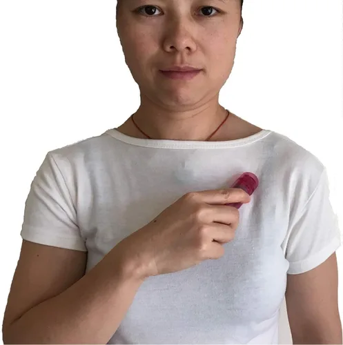 Vista 4 de Pequeño mini masajeador vibratorio, herramienta portátil de mano para mujeres con 4 cabezales, bolígrafo de bolsillo para cara, cuello, cabeza