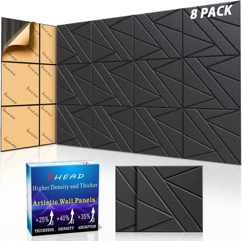 Vista 41 de Paneles Acústicos de Pared Grandes 47.2"x23.6"x1.57" Paquete de 4, Paneles de Prueba de Sonido DIY 3D con Ondas para Paredes, Paneles de Pared