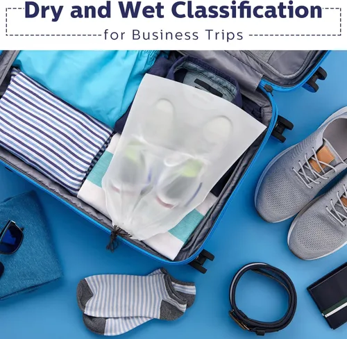 Vista 5 de 50 bolsas transparentes para zapatos de viaje, grandes bolsas transparentes con cordón, bolsa de almacenamiento de zapatos, bolsa organizadora