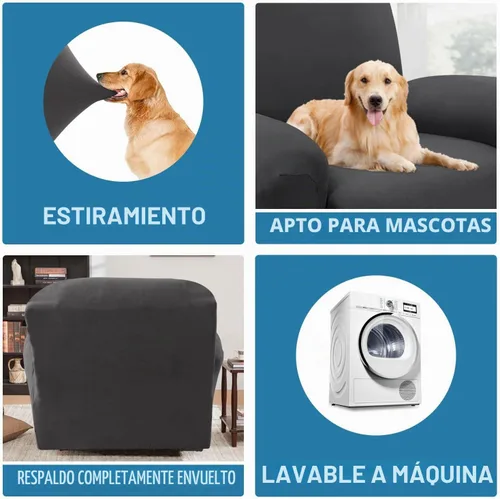 Vista 4 de H.VERSAILTEX Fundas para sillas reclinables de vellón mejoradas, funda elástica y lavable, 1 pieza, protector de muebles para mascotas, fundas Gris