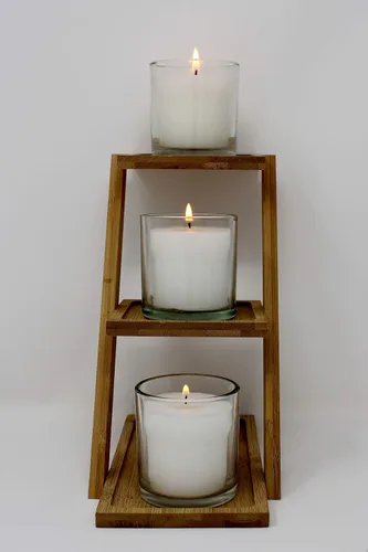 Vista 2 de Velas votivas blancas en tarro de vidrio transparente de 24 horas de tiempo de combustión decorativas de 1 día sin perfume para centros de mesa