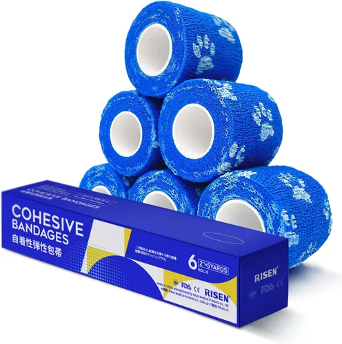 Vista 13 de RISEN Vendaje Cohesivo 2" x 5 Yardas, 6 Rollos, Vendaje Autoadherente Cinta Médica, Gasa de Primeros Auxilios Adhesiva Flexible Transpirable Ideal
