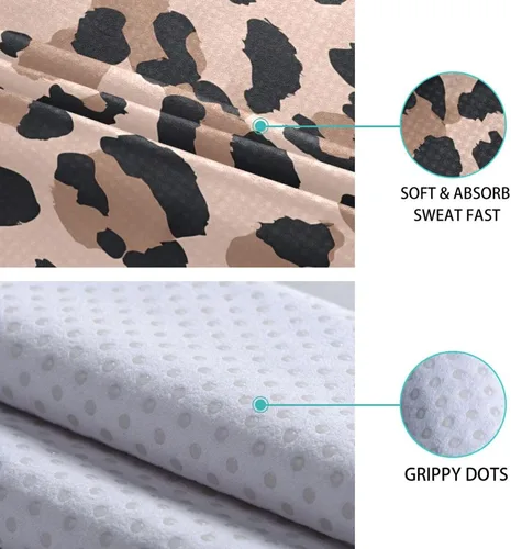 Vista 3 de ALAZA Toalla de yoga con patrón de leopardo de animales vintage, antideslizante, suave, absorbente, toalla para yoga, ejercicio caliente, pilates