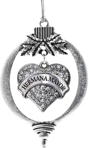 Vista 175 de Inspired Silver Adornos festivos de dije de corazón pave de plata con circonitas cúbicas