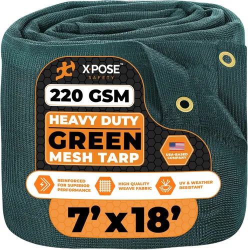 Vista 16 de Xpose Safety Lona de malla resistente, 4 x 10 pies, cubierta protectora negra multiusos con flujo de aire, uso para amarres, sombra, vallas, toldos