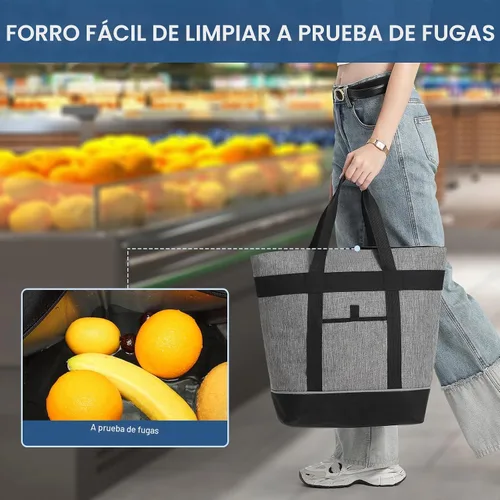 Vista 5 de Insulated Cooler Bag Reusable Grocery Tote Bags Transport Large Lunch Box for Women