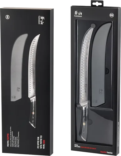 Vista 8 de Cangshan NAKA Series 503046 - Cuchillo de carnicero de 12 pulgadas con funda, acero forjado X-7