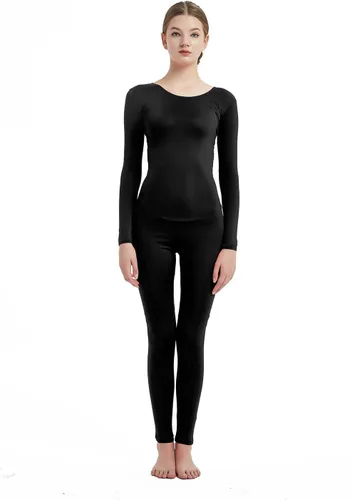 Vista 2 de Full Bodysuit Mono de una pieza para mujer de manga larga, de lycra, estilo zentai Negro