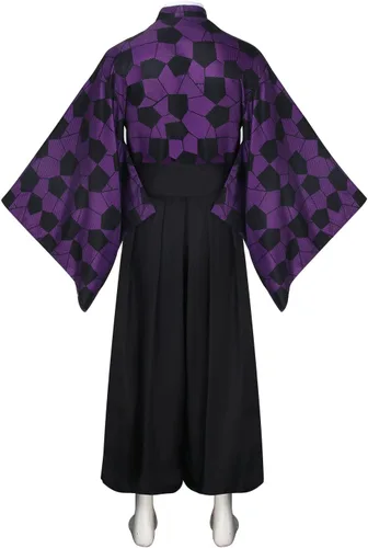 Vista 4 de LINKOM Anime Demon Kokushibou Cosplay Costume Kimono Outfits Uniform Set for Men Halloween Party