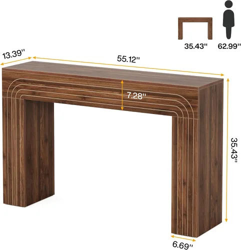 Vista 2 de Tribesigns Mesa consola de granja, mesa de entrada de 55 pulgadas con patas resistentes, mesa de sofá larga y estrecha detrás del sofá, muebles