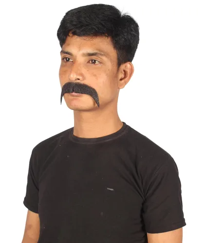 Vista 2 de Cabello humano para hombre, bigote, cosplay, pelo facial.., Negro oscuro