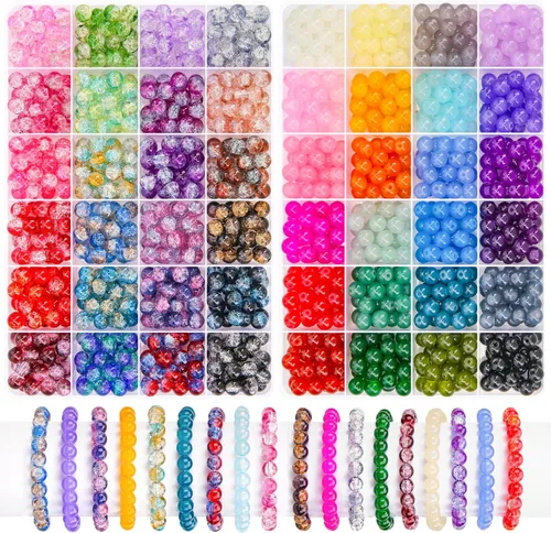 Vista 11 de 1440 piezas de cuentas redondas de acrílico mate de 6 mm de color caramelo, 24 colores surtidos de cuentas de chicle de plástico con agujero Juego