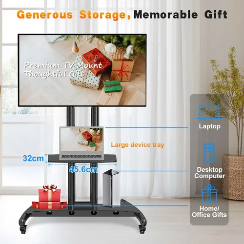 Vista 6 de North Bayou Universal Mobile soporte universal para carro de TV con soporte para pantallas de panel plano plasma LCD LED y pantallas de 32 a 65