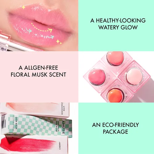 Vista 6 de Amuse SEOUL Dew Balm (01 BALLERINA) - Bálsamo labial tintado hidratante, brillo labial abundante y húmedo, hidratante hidratante, tinte