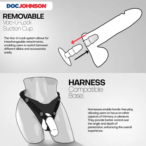 Vista 3 de Doc Johnson The Realistic Dildo - Consolador ULTRASKYN de 12 pulgadas con ventosa extraíble Vac-U-Lock - Consolador compatible con máquina F y arnés