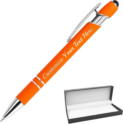 Vista 20 de Bolígrafos personalizados con punta de lápiz digital, bolígrafos grabados personalizados, bolígrafo de bola de tacto suave, bolígrafos con nombre
