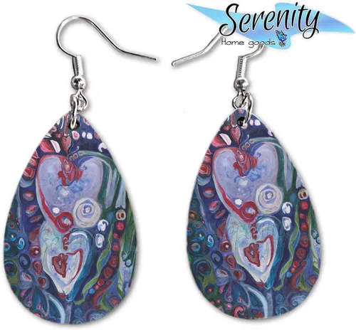 Vista 3 de Maureen Claffy Artist Collection Juego de aretes colgantes de lágrima de compasión Bonitos aretes de joyería para niñas y mujeres Regalos