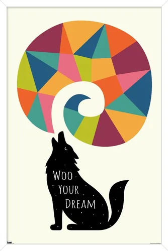 Vista 16 de Trends International Andy Westface - Wolf Woo Your Dream Wall Poster, 22.4L x 14.7W, Barnwood Framed Version