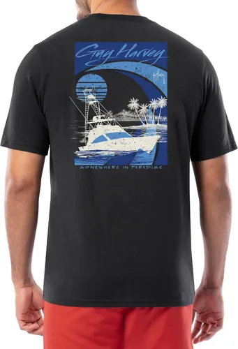 Vista 35 de Guy Harvey Camiseta de manga corta con bolsillo gráfico de algodón OG para hombre Leche de Almendra/Rig Masters