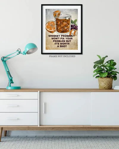 Vista 4 de Govivo Whiskey Probably Won't Fix Your Problems But It's Worth A Shot - Wall Decor Art Print - 11x14 unframed artwork printed on photograph paper