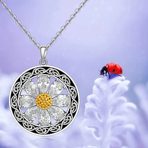 Vista 9 de Talonior Daisy Necklace Axolotl Moth Cat Raccoon Cardinal Necklaces Snowflake Four Leaf Clover Necklace Christmas Santa Claus Pendant for Women