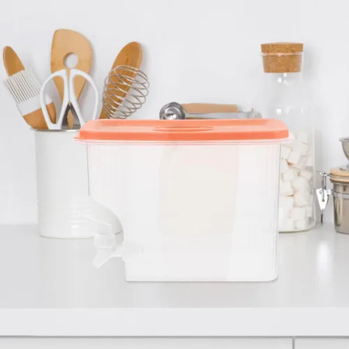 Vista 6 de Dispensador de bebidas de plástico de 1 galón con espita para bebidas frías para refrigerador, té helado, limonada, fiesta, bar, uso